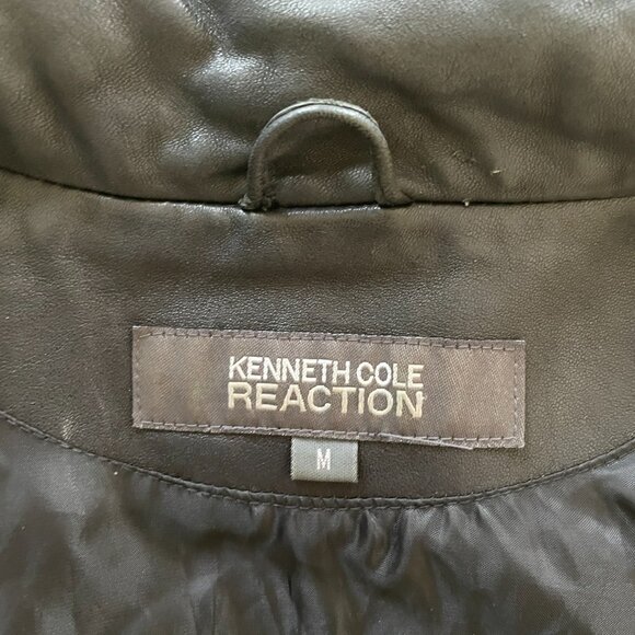 Kenneth Cole Reaction Women's Genuine Leather Jacket Fitted Size Medium - Picture 5 of 8